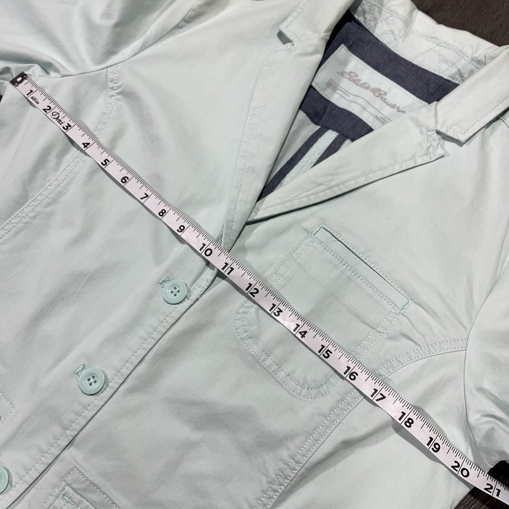 Eddie Bauer Jacket Women Seafoam Blue Legend Wash Collared Sz 14 Military Safari - Picture 3 of 12